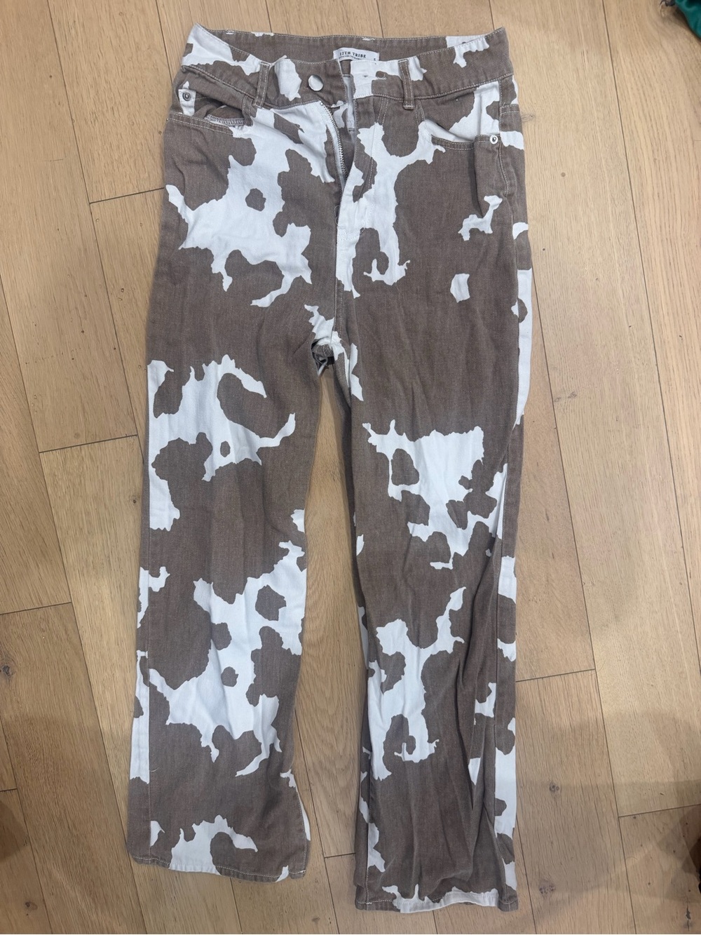 12th Tribe Brown & White Cowprint Pant